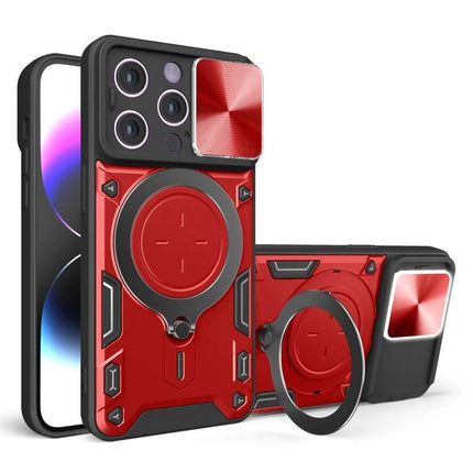 iPhone Case With Sliding Camshield For Everyday Use - durable red magnetic holder case with sliding camera shield and ring grip