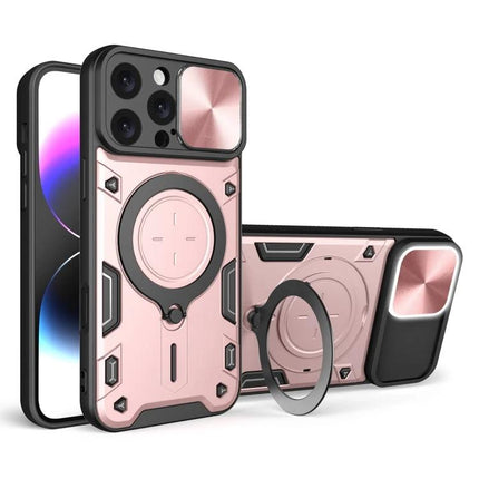 Phone Case for Daily iPhone Protection and Travel Use - slim durable pink TPU-PC case with magnetic ring and camera cover for commuting and trips