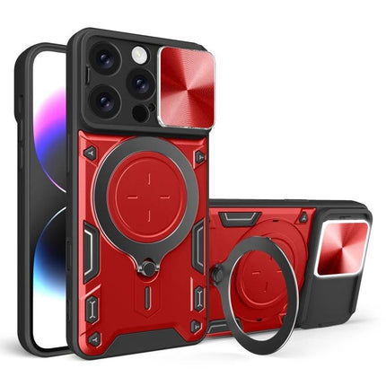 Phone Case for Daily iPhone Protection and Travel Use - slim red TPU+PC protective case with kickstand ring and camera cover