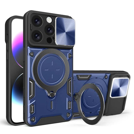 Phone Case for Daily iPhone Protection and Travel Use slim durable blue TPU+PC case with ring stand and camera cover