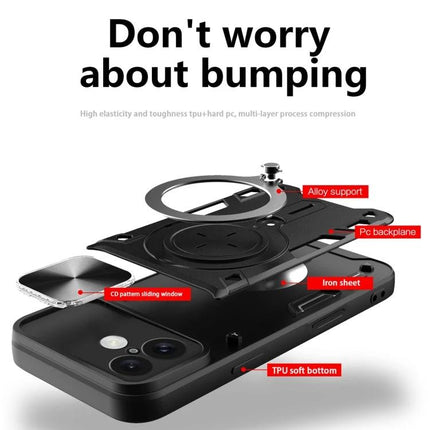 Daily Phone Case For iPhone Everyday On The Go Protection – rugged slim black case with sliding camera cover, TPU+PC construction, ring mount and impact resistance