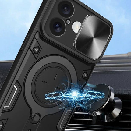 Daily Phone Case For iPhone Everyday On The Go Protection slim black TPU PC case with sliding camera cover and magnetic car mount