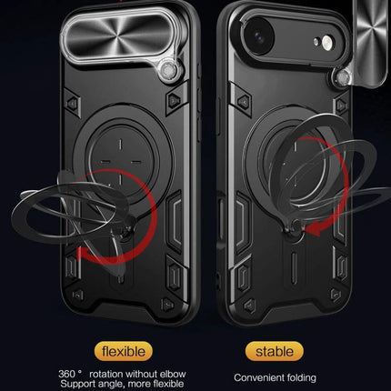 Phone Case for Daily iPhone Protection and Travel Use with 360° rotating ring stand, slim durable TPU-PC design for commuting and travel