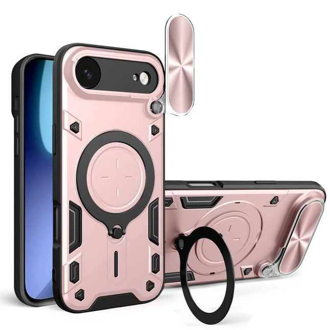 Phone Case for Daily iPhone Protection and Travel Use - slim rose gold rugged TPU+PC case with built-in ring mount and magnetic plate