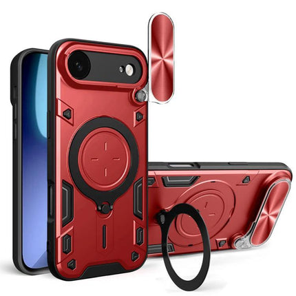 Phone Case for Daily iPhone Protection and Travel Use - slim red TPU PC blend case with ring holder and magnetic car mount