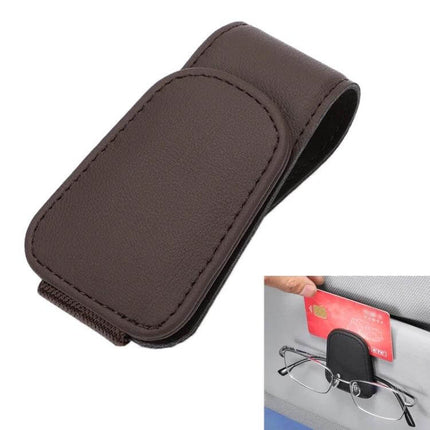 Car Sun Visor Glasses Holder With Magnetic Back Clip made of microfiber leather for glasses, cards and bills, one-handed access, compact visor storage