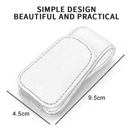 Car Sun Visor Glasses Holder With Magnetic Back Clip compact microfiber leather holder 9.5x4.5cm for glasses, cards, bills, one-handed access