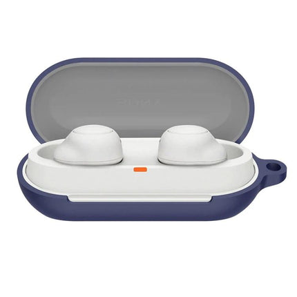 Essential Silicone Case for Sony Earphones on the Go - navy silicone 360° protective case shielding earbuds from drops and scratches