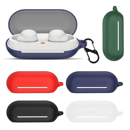 Essential Silicone Case for Sony Earphones on the Go - navy silicone protective case with carabiner, 360° anti-drop, anti-scratch covers in multiple colors