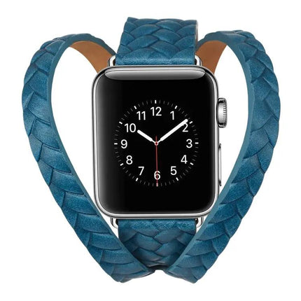 Top-Grain Leather Watch Band for Apple Watch 38-45mm Embossed