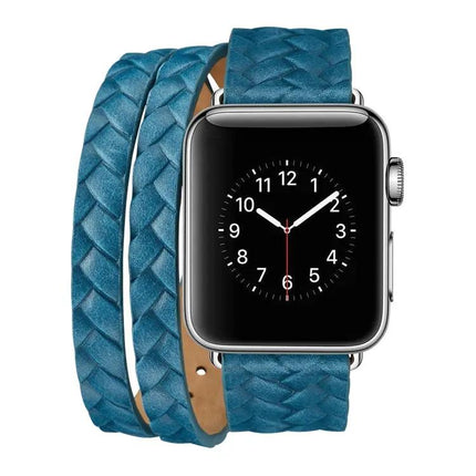 Top-Grain Leather Watch Band for Apple Watch 38-45mm Embossed