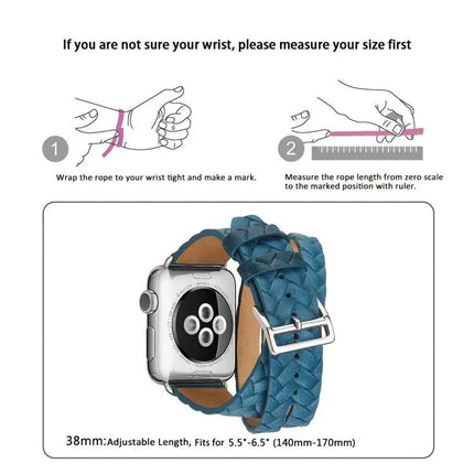 Top-Grain Leather Watch Band for Apple Watch 38-45mm Embossed