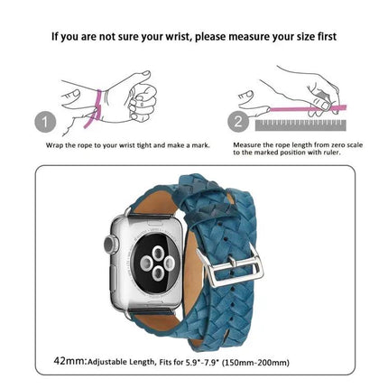 Top-Grain Leather Watch Band for Apple Watch 38-45mm Embossed