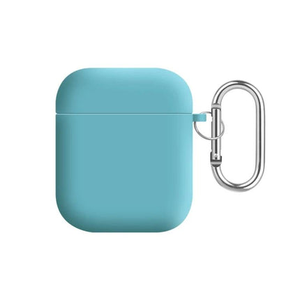 Protective Silicone Case for Earbuds During Daily Activities - teal silicone case with carabiner for 360-degree protection