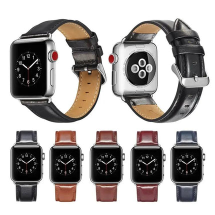 Crazy Horse Leather Watch Band for Apple Watch 38-45mm