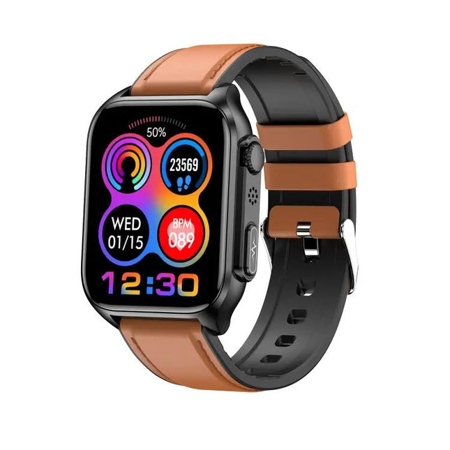 Leather Band Smartwatch For Daily Health Tracking And Bluetooth Calls | Syndmart