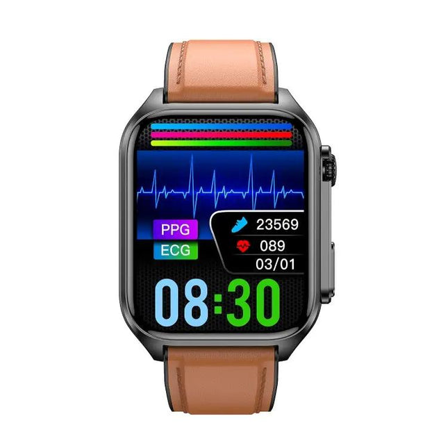 Leather Band Smartwatch For Daily Health Tracking And Bluetooth Calls | Syndmart