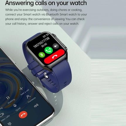 Daily Wear Leather Smart Watch for Health and Connectivity showing call answer screen with leather band and smartphone connectivity