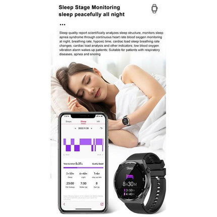 A Versatile Smart Watch for Daily Health and Activity Tracking showing sleep stage monitoring on phone and watch