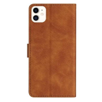 Seven Butterflies Leather Phone Case for Everyday Protection showing brown PU leather folio with camera cutout and card slots