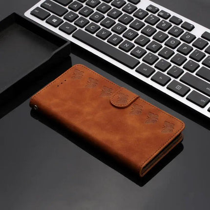 Seven Butterflies Leather Case For Daily iPhone Essentials With Card Slots For Everyday Use