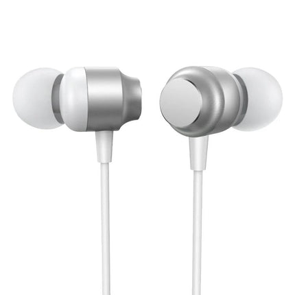 Joyroom In-Ear Earphones for Daily Commutes and Relaxation - silver wired in-ear earbuds with silicone tips, compact design for music, calls, commuting
