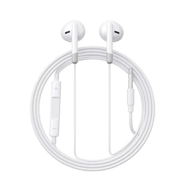 Joyroom Semi In Ear Wired Earphones With 3.5mm Jack white semi in-ear earbuds with inline mic and controls