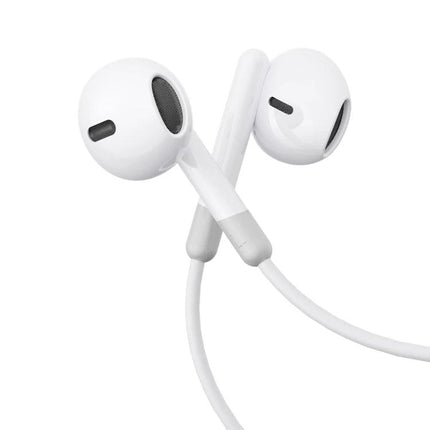 Joyroom Semi In Ear Wired Earphones With 3.5mm Jack white semi in-ear design with inline mic and 3.5mm cable