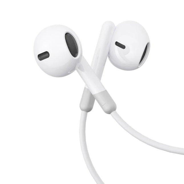 Joyroom Semi In Ear Wired Earphones With 3.5mm Jack white semi in-ear design with inline mic and 3.5mm cable
