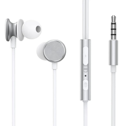 Joyroom Metal In Ear Wired Earphones With 1.2m Cable For Calls white metal housing inline mic 3.5mm jack