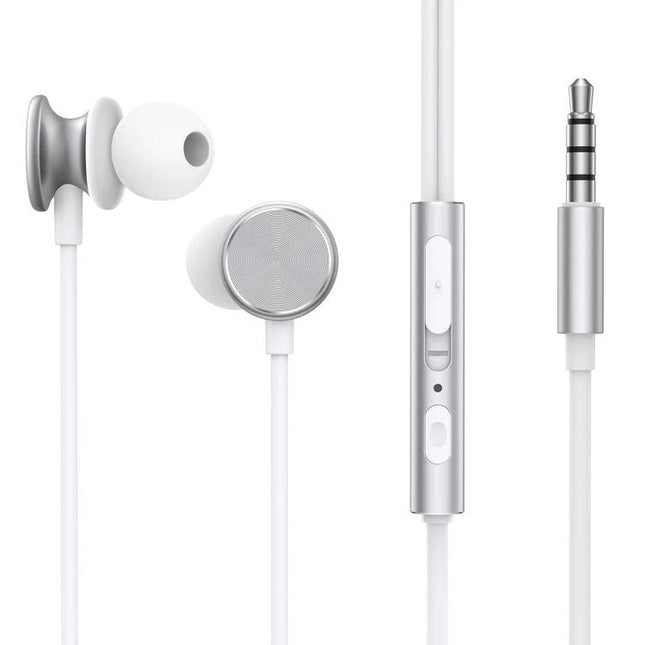 Joyroom Metal In Ear Wired Earphones With 1.2m Cable For Calls white metal housing inline mic 3.5mm jack