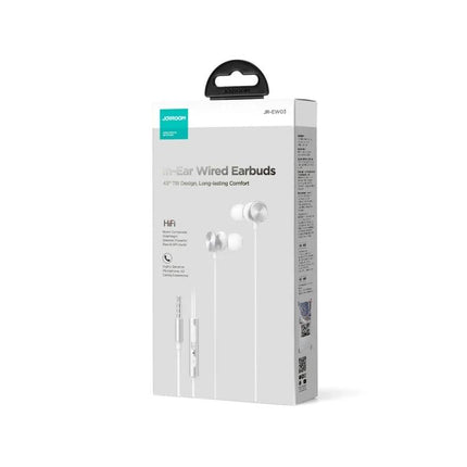 Joyroom Metal In Ear Wired Earphones With 1.2m Cable For Calls white metal housing 3.5mm jack packaging