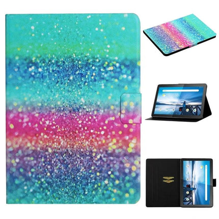 Leather Protective Case with Flip Stand and Card Slots for Tablets with colorful glitter stripe design and hands-free viewing