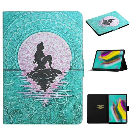 Leather Protective Case with Flip Stand and Card Slots for Tablets turquoise mermaid design folio with hands-free stand and card pockets
