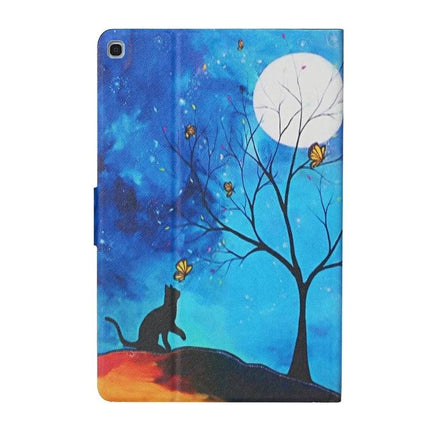 Leather Protective Case for Samsung Galaxy Tab A 10.1 with Holder - Blue Moon Cat Tree Design With Card Holder And Stand
