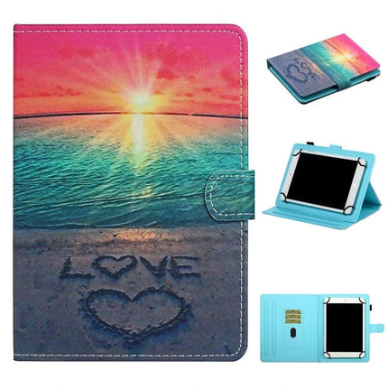 Leather Protective Case for Samsung Galaxy Tab A 10.1 with Holder with sunset beach print, card slots and foldable stand