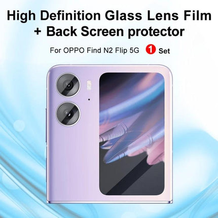 Imak Tempered Glass Camera and Screen Protector For OPPO Find N2 Flip - Clear camera lens and back screen guard, precise cut, scratch resistant