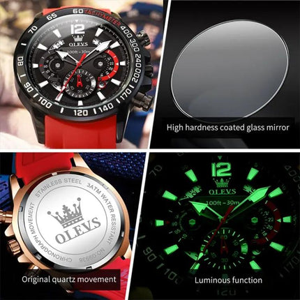 OLEVS 9936 Mens Multifunctional Waterproof Quartz Watch 46mm | Syndmart