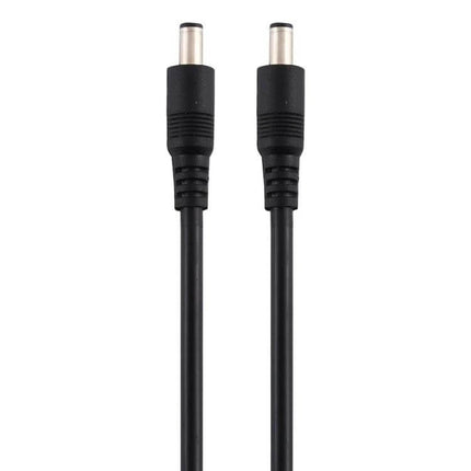 DC Power Connector Cable with 5.5 x 2.1mm Male Ends for Devices – black TPE/PVC cable with two male barrel connectors for routers, LED lights, cameras
