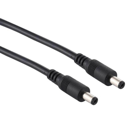 DC Power Connector Cable with 5.5 x 2.1mm Male Ends for Devices - black TPE/PVC cable with dual barrel male DC plugs for routers, LEDs, cameras