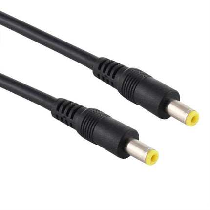 DC Power Plug Male to Male Adapter Cable for Device Connections, black 50cm–1.5m cable with yellow-tipped barrel plugs