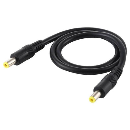 DC Power Plug Male to Male Adapter Cable for Device Connections - black 1m cable with yellow-tipped DC connectors for electronics and automotive use
