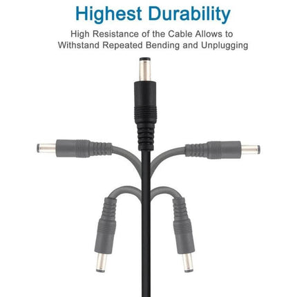 DC Power Extension Cable for Device Connections, Multiple Lengths - durable 5.5mm x 2.1mm male to female splitter cable for home security and workshop use