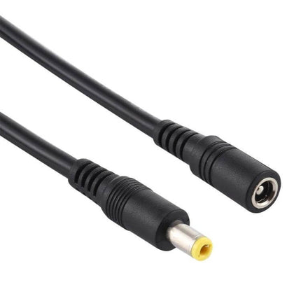 DC Power Extension Cable, Female to Male, 5.5mm x 2.5mm, 1.5m Length – black cable with male and female barrel connectors for CCTV and LED power