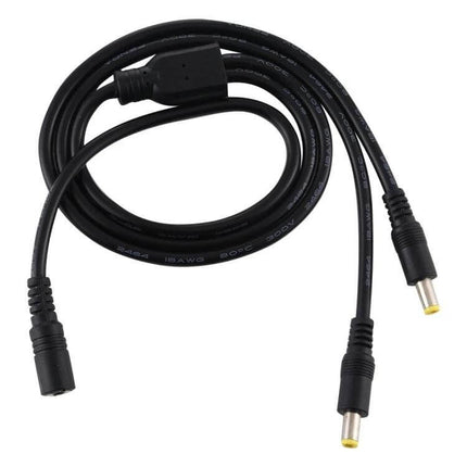 DC Power Splitter Cable for Dual Device Charging, 70cm Length - black DC splitter cable with one female to two male connectors