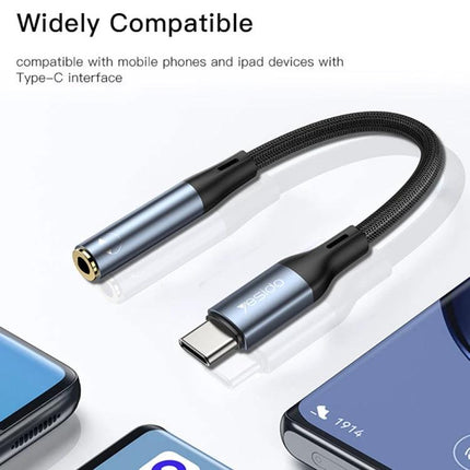 Yesido YAU38 Type C To 3.5mm Female Audio Adapter Aluminum Alloy Nylon Braided compact braided cable with aluminum alloy shell for Type-C phones