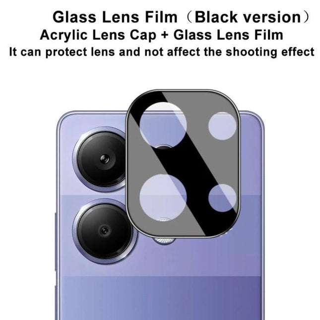Imak Black Glass Lens Protector for Xiaomi Phones – black glass lens cap with clear acrylic film, scratch‑resistant camera protector, bubble‑free fit