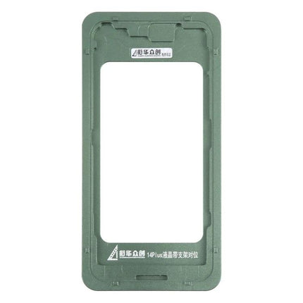 Replacement LCD Screen with Frame for iPhone 14 Series Repair – green alignment frame tool for installing LCD assembly