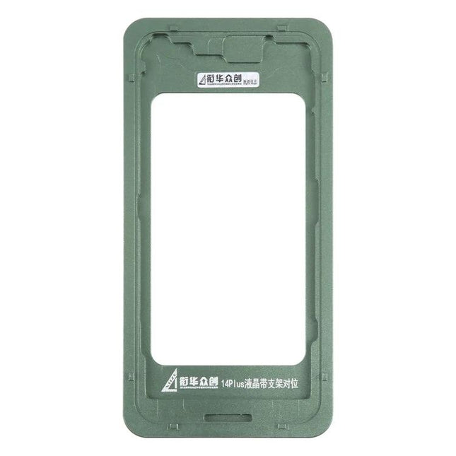 Replacement LCD Screen with Frame for iPhone 14 Series Repair – green alignment frame tool for installing LCD assembly