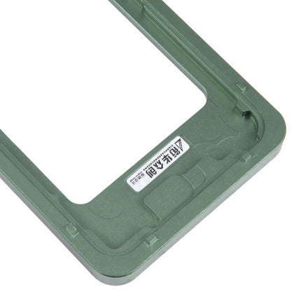 Replacement LCD Screen with Frame for iPhone 14 Series Repair green front frame close-up, replacement assembly for cracked screen repair